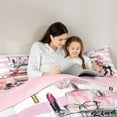 thumbnail image 5 of Manfei Smart Perfume Bedding Comforter Set,Romantic Flower Floral Twin Comforter Sets,White Pink Striped Bedding Set For Girls Kids,Luxury Bedroom Decor Reversible,2-Piece, 5 of 8