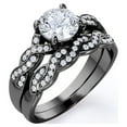 thumbnail image 1 of JeenMata Conjunto Nupcial de Moissanita de Corte Redondo de 1,25 Quilates - Conjunto Nupcial - Anillo Infinito - Anillo para Siempre - Anillo de Promesa - Oro Negro de 18 K sobre Plata, 1 of 6