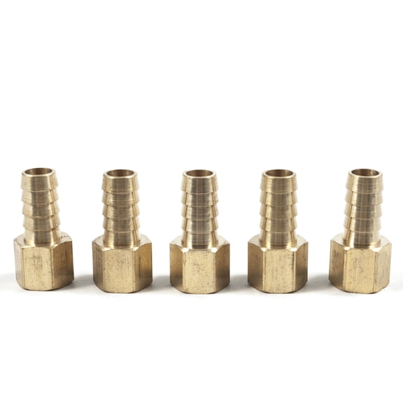 LTWFITTING Brass Fitting Coupler 1/2-Inch Hose Barb x 3/8-Inch Female NPT Fuel Water Boat(Pack of 5)