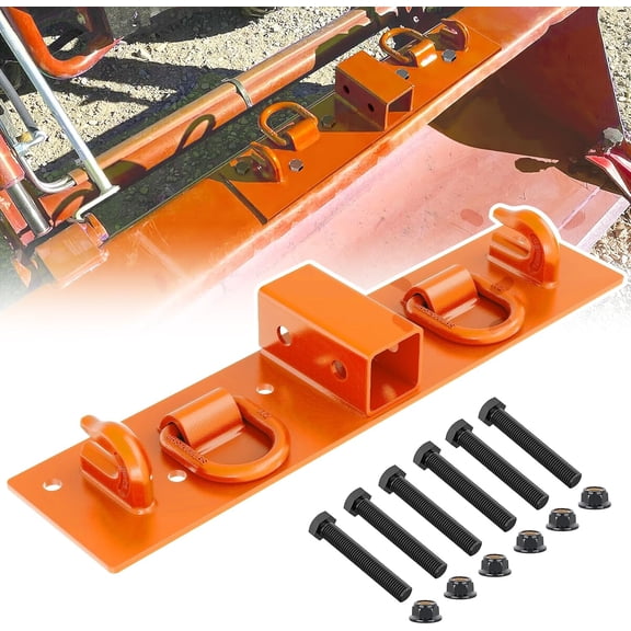 Nilight 3/8" Tractor Bucket Grab Hooks with 1/2" Tie Down Ring and 2" Receiver Grade 70 Forged Steel Bolt-On for John Deere Compact Tractor Bucket RV UTV Truck Max 4700LBS, Orange
