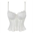 thumbnail image 2 of Corset Tops For Women Spaghetti Strap Lace Mesh Push Up Corsets Solid Color Slimming Bustier Crop Tops (XS, White), 2 of 6