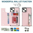 thumbnail image 3 of Nalacover Zipper Wallet Case for iPhone 14 Plus, Luxury PU Leather Crossbody Lanyard Shoulder Strap Magnetic RFID Blocking Cover with Kickstand Card Slots Holder Shockproof Case, Pink, 3 of 11