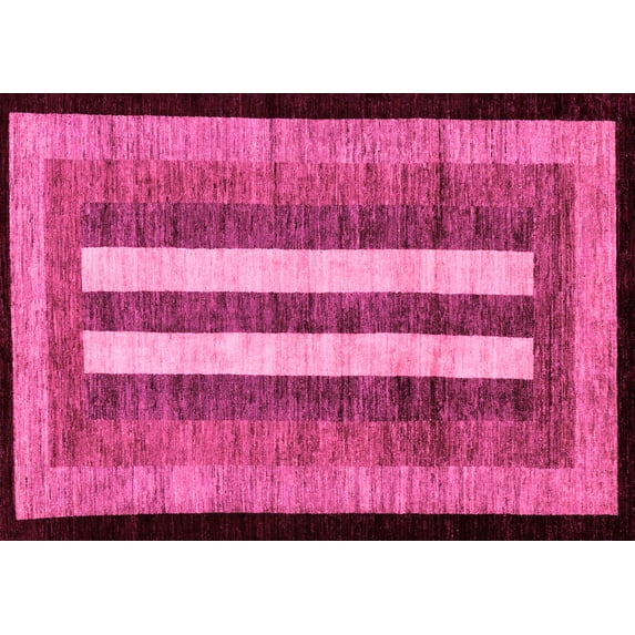 Ahgly Company Indoor Rectangle Abstract Pink Modern Area Rugs, 2' x 3'