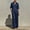 Navy Blue, variant on Morttic Women's Solid Color 2 Piece Set – Lapel V-Neck Short Sleeve Top & High Waist Wide Leg Pants Casual Spring Summer Outfit Light Blue,S