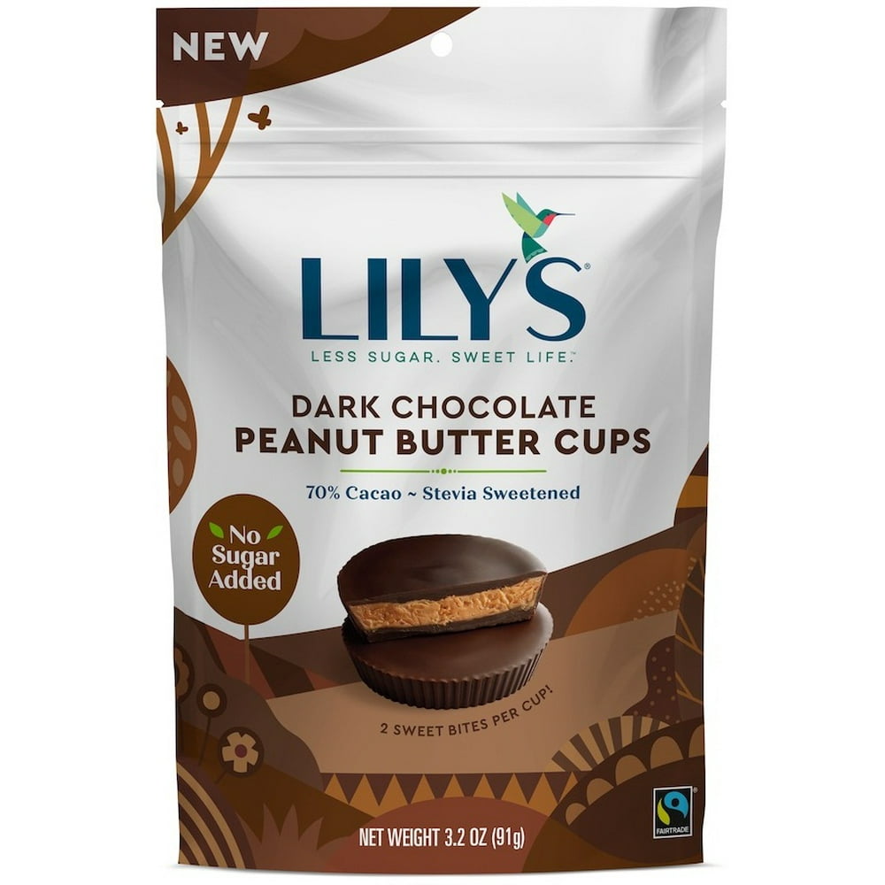 Lilys Sweets Dark Chocolate Peanut Butter Cups, 3.2 Ounce 12 per