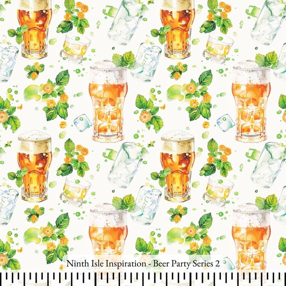 Ninth Isle Inspiration - Beer Party Series - 100% Cotton Fabric By The Yard (Series2, HalfYard)