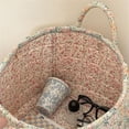 thumbnail image 6 of Boho Fabric Storage Basket, Quilted Floral Print Fabric Storage Basket with Reinforced Handles, Collapsible Quilted Laundry Basket Organizer Bin for Bedroom Closet Home Decor Car Storage Picnic,L, 6 of 14
