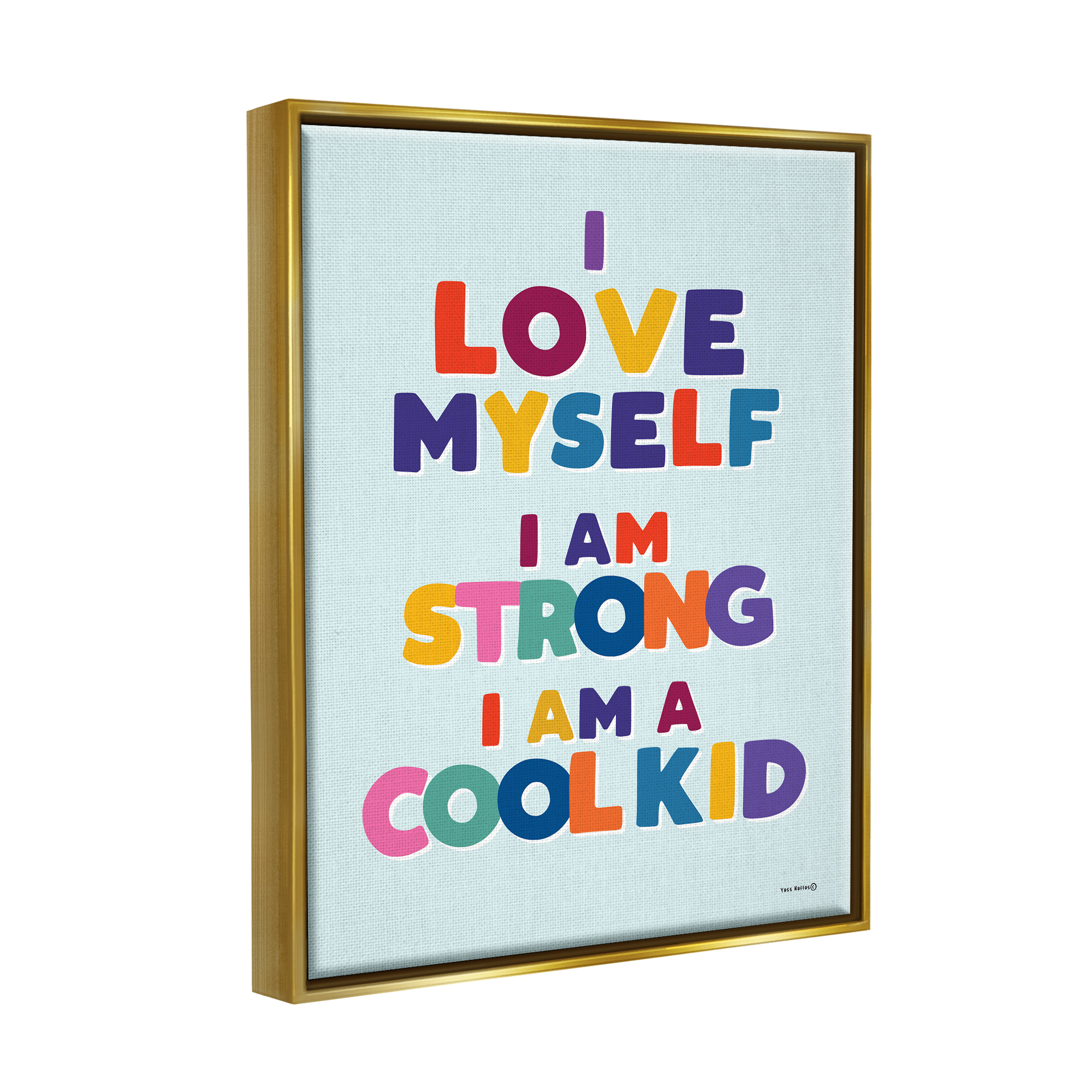 Stupell Industries Kid's Self-Esteem Phrases Inspirational Painting Gold Floater Framed Canvas Art Print Wall Art, 25 x 31
