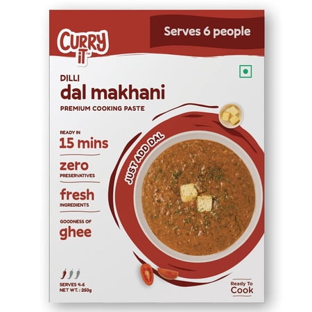 CURRYiT Instant Dilli Dal Makhni Curry Paste Just Add Whole Black Lentil Ready in 15-30 Mins Serves 4-6 Made with Ghee No Preservatives Ready to Cook Indian Cooking Sauce, 8.8 Oz