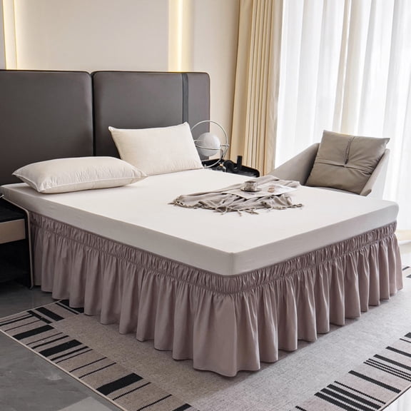 AIGIA Wrap Around Bed Skirts 15 Inch Drop Adjustable Elastic Dust Ruffles Wrinkle Resistant Silky Machine Washable