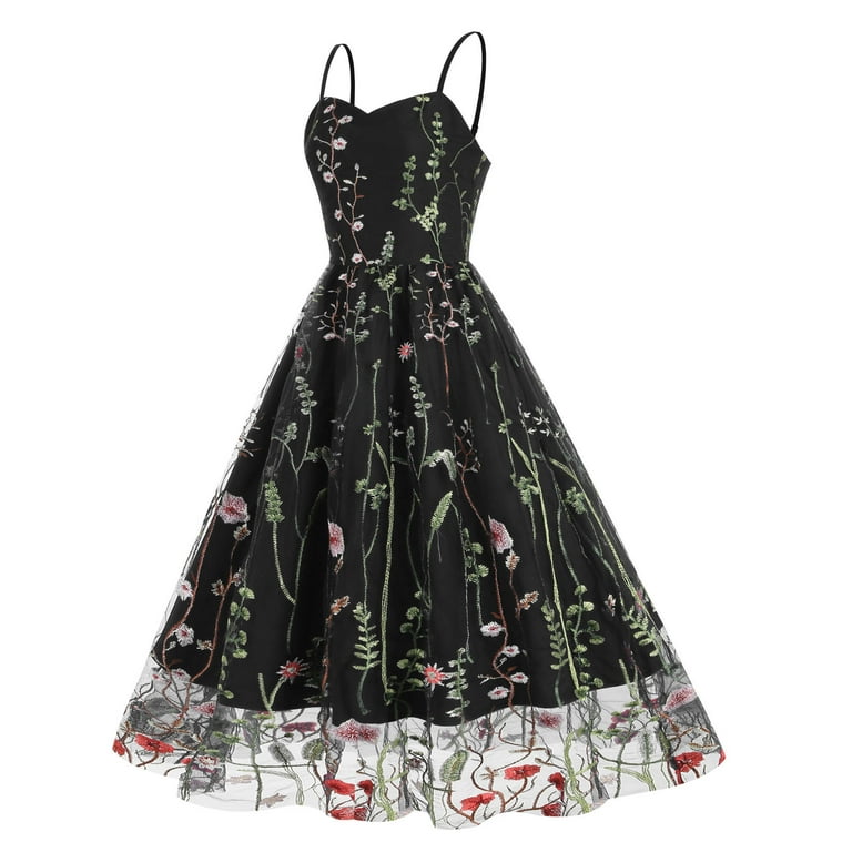 strapless open back dress Black Lace Swing Party Dress