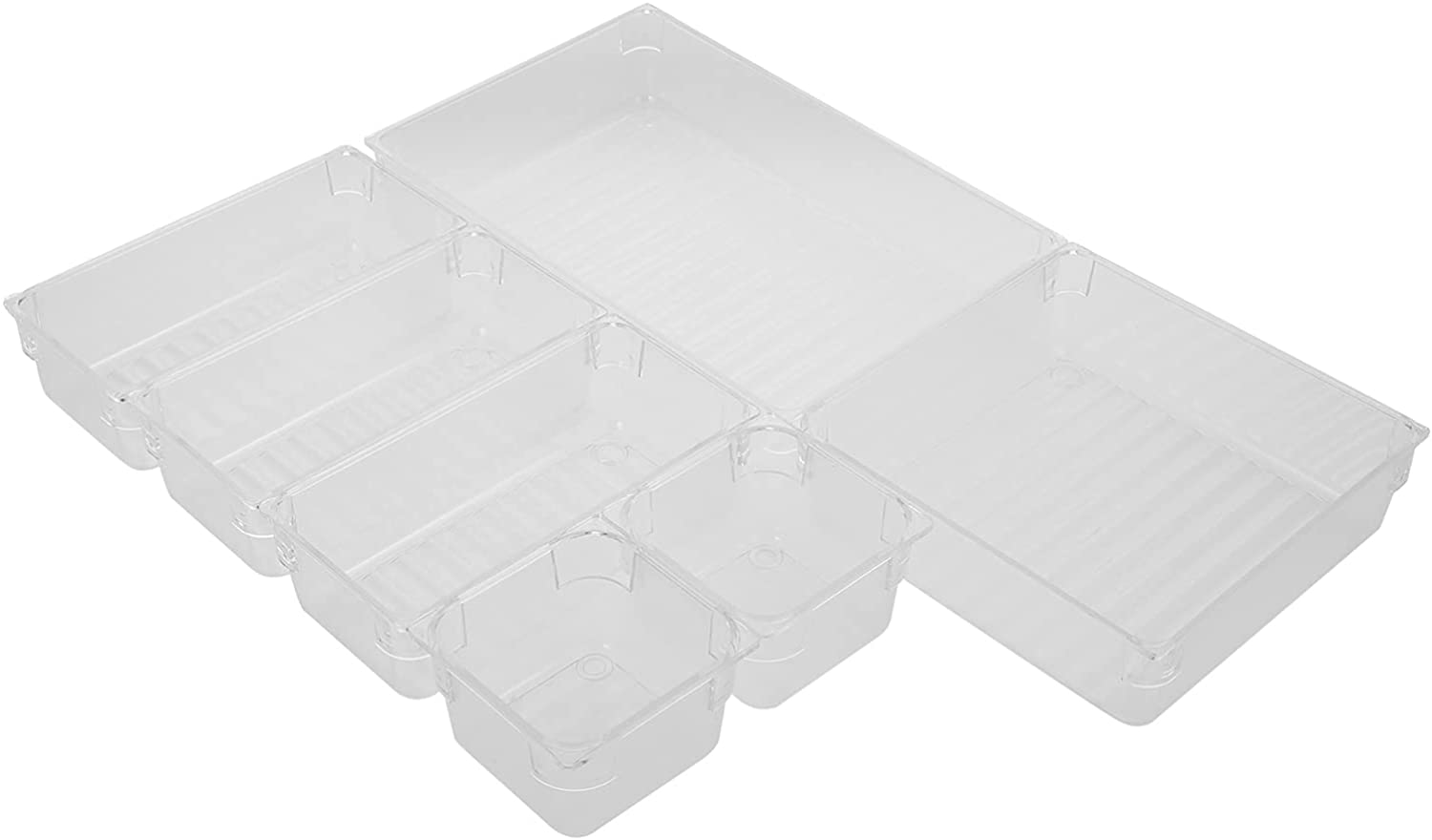7Pcs Clear Plastic Drawer Organizer Tray Dividers Organizers Versatile