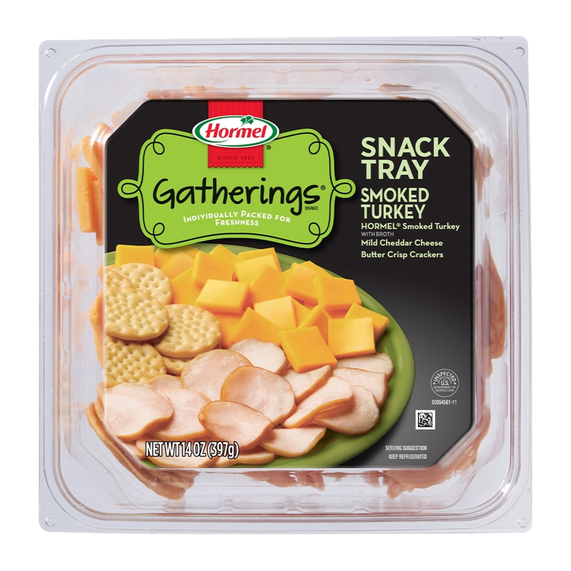 HORMEL GATHERINGS, Smoked Turkey with Cheese and Crackers, Refrigerated, 14 oz Plastic Tray