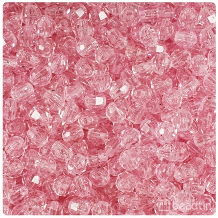 6 Mm Round Shape - BeadTin Pale Pink Transparent 6mm Faceted Round Craft Beads (750pcs)
