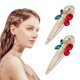 thumbnail image 4 of 2 pinzas para el pelo de cereza de 6,35 x 2,00 x 0,90 cm, con diamantes de imitación, estilo pico de pato, para niña, 4 of 6