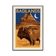 thumbnail image 1 of Badlands National Park - Woodblock - Lantern Press Artwork (16x24 Framed Gallery Wrapped Stretched Canvas), 1 of 1
