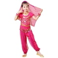 thumbnail image 5 of Weebloom Girls Outfits Dance Performance Outfit Belly Dance Ethnic Practice Dress Children Folk Dance Wear Design Girl Clothes Set Size 7-8 Years Pink, 5 of 7