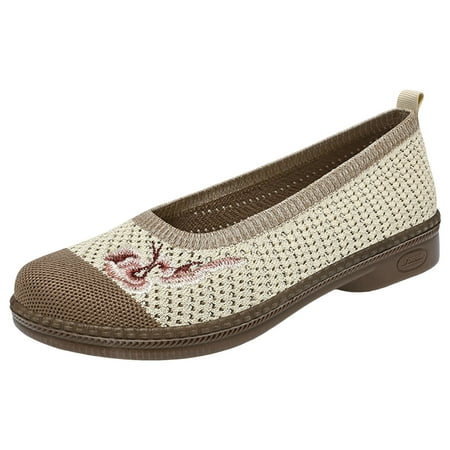 QYZEU Shoes for Women Sandals Womens Shoes Casual Hidden Wedge Women Shoes Fashion New Pattern Simple Flower Print Comfortable and Lightweight Flat Shoes Khaki 41