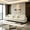 Beige+White, variant on AUU Mid Century Large 4-Seater Chenille Sofa Couch with Flared Arms, Removable Ruffled Pleated Skirt, and Spindle Legs for Living Room