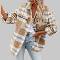 thumbnail image 3 of Sarapandan Loose Fit, Soft & Comfy Female Grid Coat for Work & Travel, Size M Chic Khaki Plaid Jacket, 3 of 6