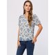 thumbnail image 2 of Blusa Informal Floral Allegra K Manga Corta Abullonada Cuello en V Azul Claro L, 2 of 5