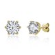 thumbnail image 1 of Pendientes clásicos de moissanita genuina de cuatro garras de color D para mujer, joyería para las orejas chapada en oro de plata de ley 925, 1 of 4