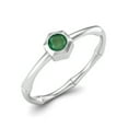 thumbnail image 2 of 0.50 Ctw Round Emerald 925 Sterling Silver Solitaire Geometric Woman Valentines Day Gifts Ring, 2 of 4