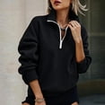 thumbnail image 2 of Quarter Zip Pullover Women Oversized Long Sleeve Casual Sweatshirt 2026 Fall Winter Y2K Outfits Clothes Comfy Hoodie,2XL, 2 of 7