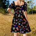 thumbnail image 3 of Vestido de manga corta con corazs y banderas de Eurovisión vestidos de verano para mujer vestidos elegantes de Corea para mujer, 3 of 6