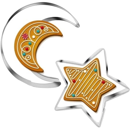Star Cookie Cutter and Moon Cookie Cutters, 2PCS Stainless Steel Cookie Cutters Sandwich Cutters Fondant Donut Cutters, Cookie Molds for Kids Breakfast$$Home Decor, Kitchen, & Other