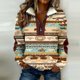 thumbnail image 2 of Mujeres Manga Larga Tops Casual Colorblocked Semi Cremallera Girar Abajo Cuello Sudadera Chaqueta para Primavera Otoño Vacaciones, 2 of 8