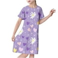 thumbnail image 2 of TIMIFIS Robe Graphique pour Filles Tout-Petits, Chemise de Nuit Fluide Confortable Couleur Unie Décontractée, Vêtement de Nuit Doux à Manches Courtes Léger, Robe de Pyjama Élégante pour Enfants, pour 3-12 Ans, 2 of 6