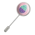 thumbnail image 2 of Cute Easter Egg Turquoise Purple Polka Dots Stick Pin Stickpin Hat Brooch, 2 of 5