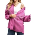 thumbnail image 3 of Hibeli Women Lapel Collar Button Down Rhinestone Fringed Long Sleeve Blouse Tops, 3 of 5