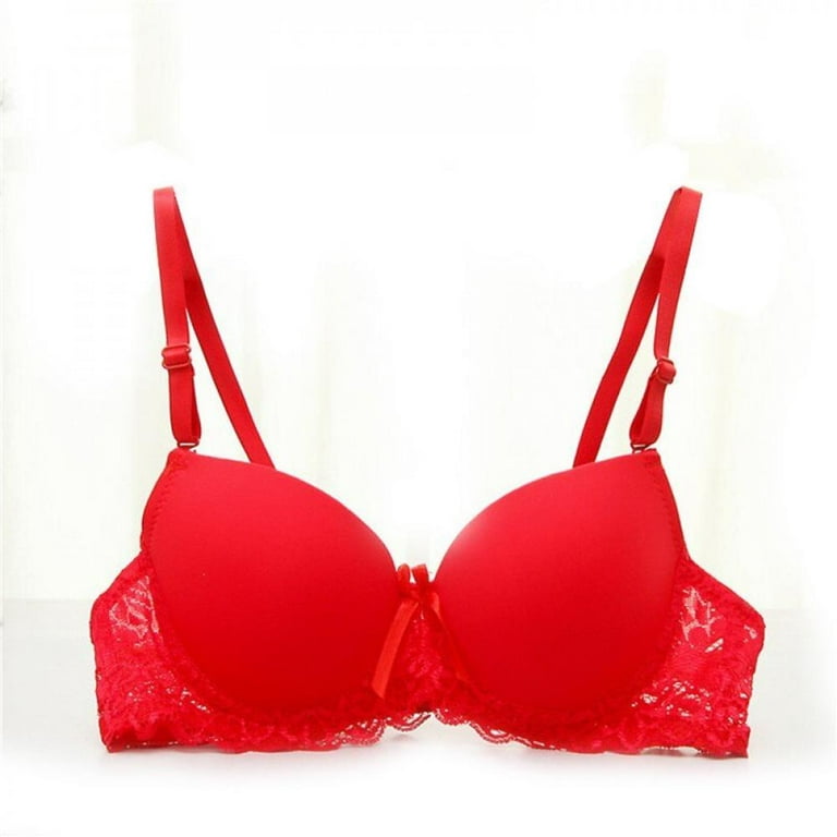 Clearance!Sexy Lace Women Bra Push Up Bra Lace Push-up Breast Underwear  Adjustment Push Up Support Bra Wine Red 75A/34A