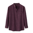 thumbnail image 1 of Tops de Otoño Para Hombre, Camisa de Lino Y Algodón de Color Sólido de Manga Larga Con Cuello Levantado de Invierno A La Moda Odeerbi  ODB181753, 1 of 9