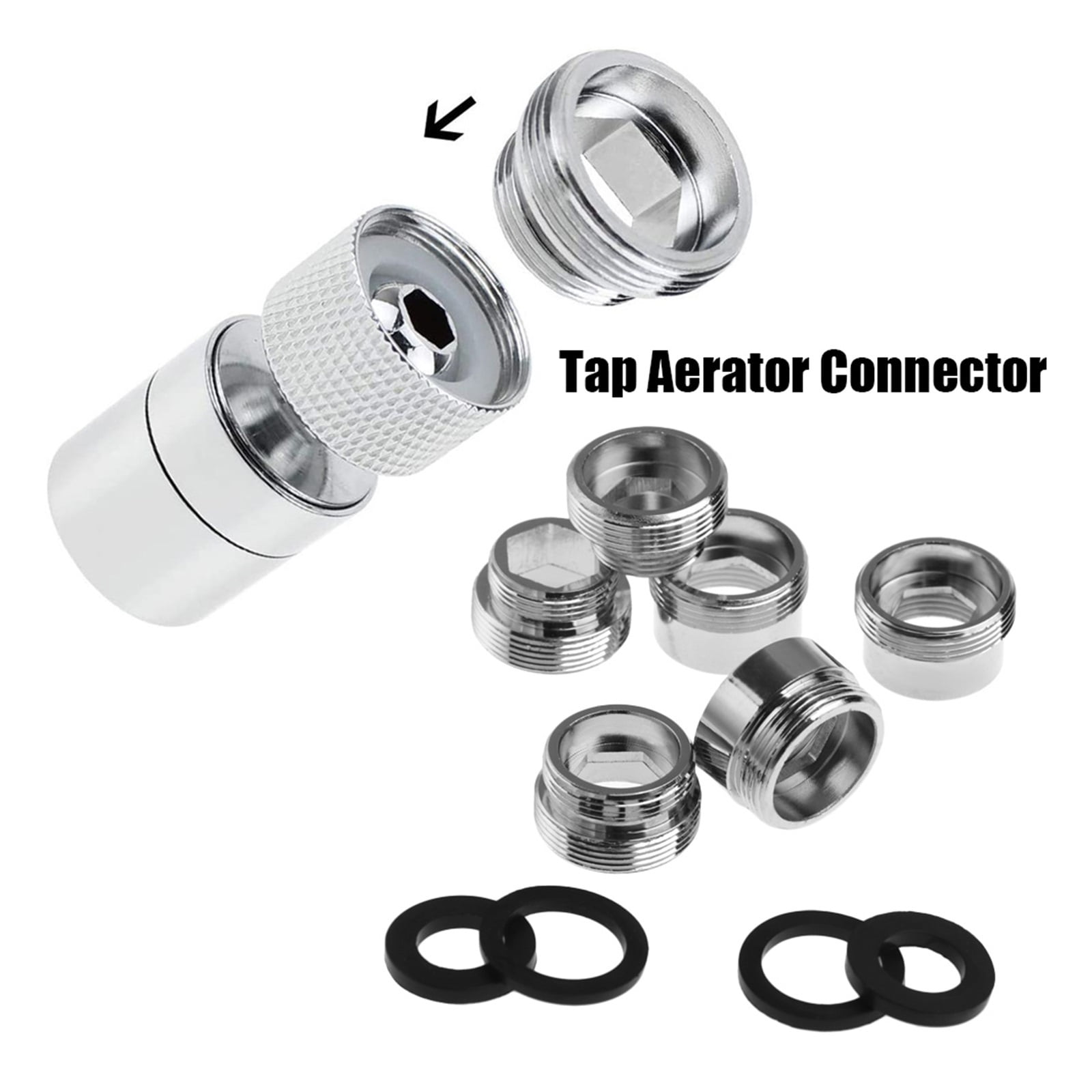 Faucet Aerator Connector Metal Outside Inside Thread Water Saving Adaptor Kitchen Faucet 16/18/20/22/24/28/mm To 22mm With Gasket For Bathroom Or Kitchen ,Water Saving