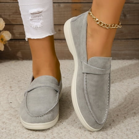 Classic Hot Sale Nude Luxury Flat Men Casual Shoes Comfortable Slip-on Loafers Shoes High Quality Kid Suede Walking Shoes Mujer (Gray 38)
