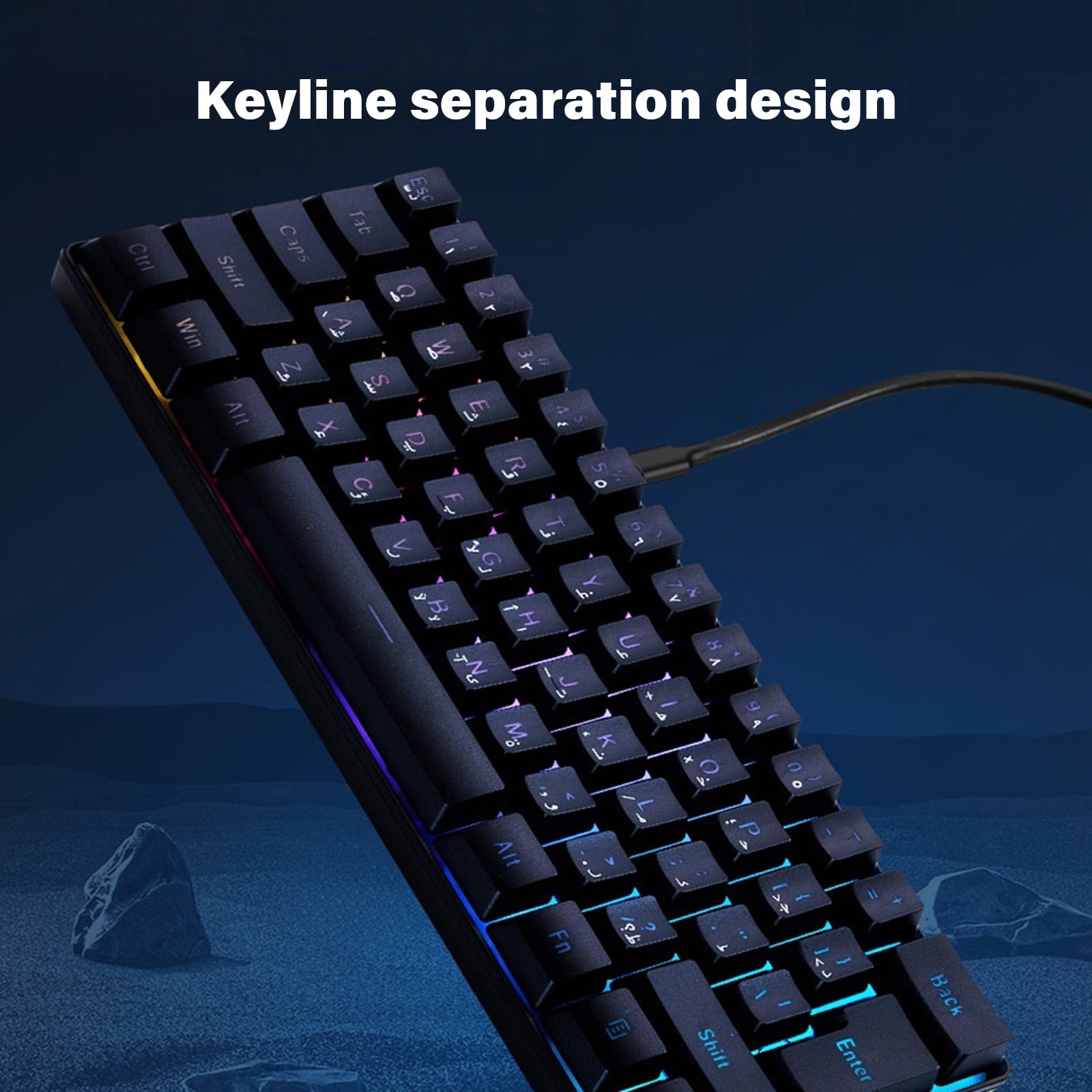 Corded Gaming Keyboard for LED Backlit Keycap Mechanical Keyboards 61 Keys Desktop Computer Keyboard