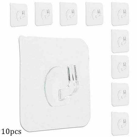 

20X Self Adhesive Hooks Strong Sticky Heavy Duty Wall Seamless Transparent Hooks