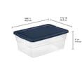 thumbnail image 3 of Sterilite Stackable 16 Qt Storage Tote, Clear, Blue Lid, (12 Pack), 3 of 5
