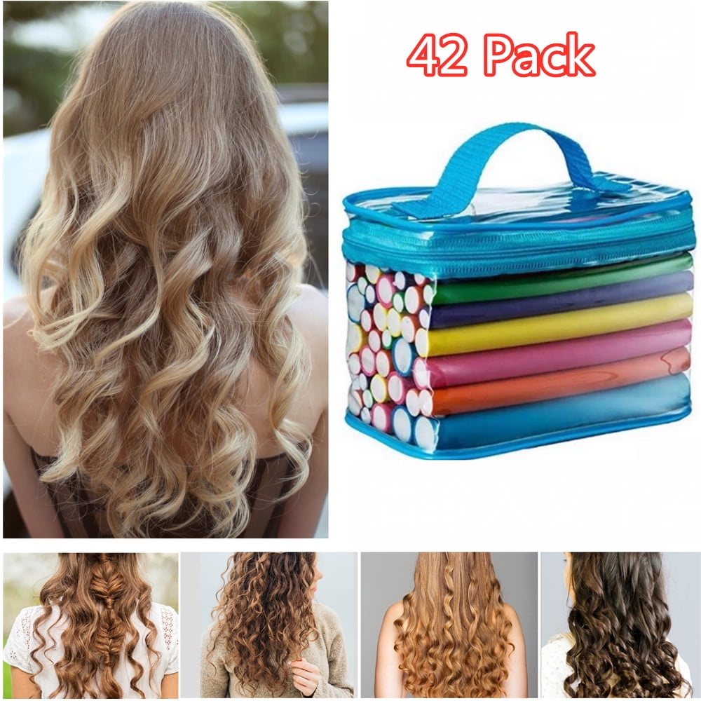 42pcs 7'' Hair Flexi Rods Flexible Curling Rods Hair Rollers Set No Heat  Hair Curlers Soft Foam for Short, Medium, Short hair - Walmart.com