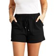 thumbnail image 2 of Women's Shorts with Pockets Summer Drawstring Elastic Waist Wide Leg Shorts Lounge Casual Comfortable Shorts (4XL, Black), 2 of 7