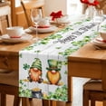 thumbnail image 5 of St. Patrick's Day Table Runner - 60 Inch Long Green Gnomes Lucky Shamrocks Grey Farm Wooden Cotton and Linen Blended Dress Scarves Farmhouse Table Runner for Kitchen Dining, Coffee Table, 13" x 60", 5 of 8