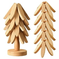 Wood Trivet Tree,Natural Tree Trivet Set,Wood Tree Trivet Set, Natural Tree Trivet Set Wooden Trivets & 1 Stand Like A Christmas,Foldable Kitchen Wooden,For Hotdishes Pot Bowl Teapot Hot Pot Holder