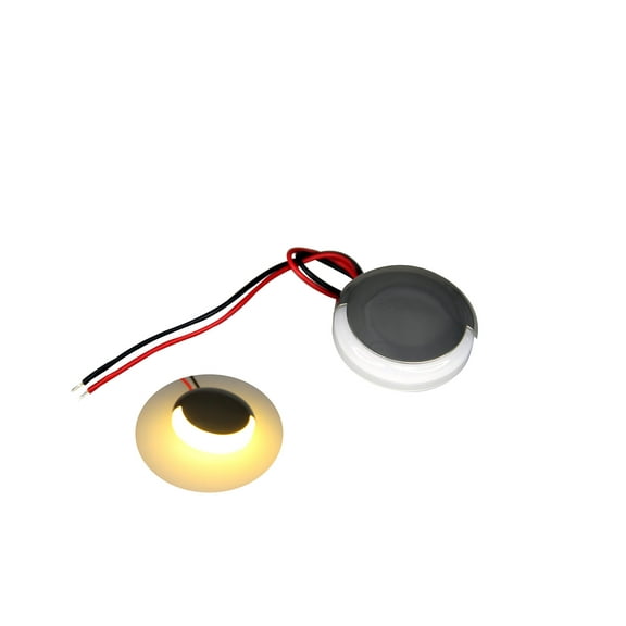 Pactrade Marine Boat Pontoon RV Round Surface Mount LED Stainless Steel Courtesy Light 180° 10-30v (White)