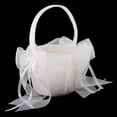 thumbnail image 2 of Monstrate Beige Satin Flower Girl Basket Large Tulle Supplies Party Wedding Bow Kits de decoración para fiestas, 2 of 6