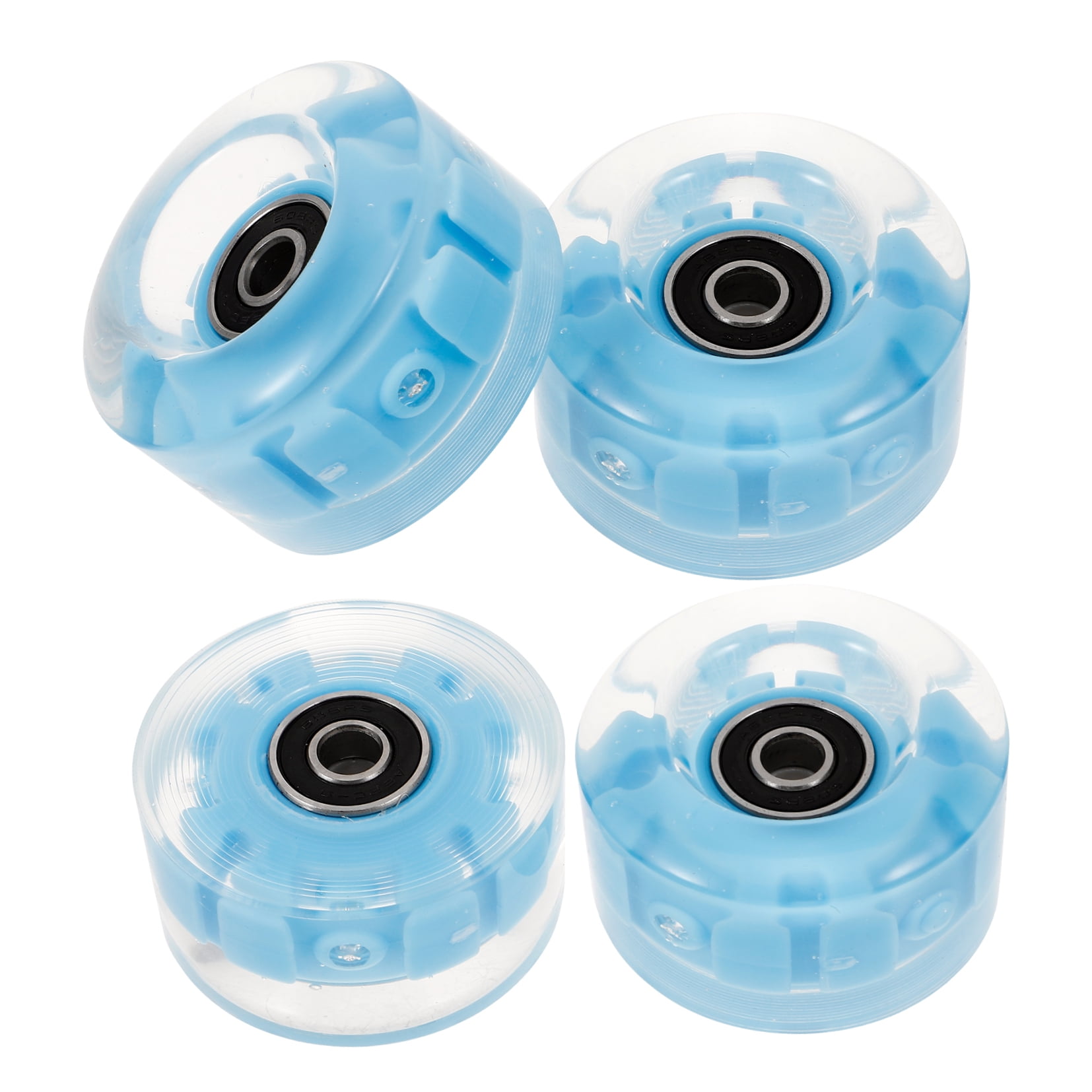 WEUVEB 4Pcs Durable Blue Rubber Flashing Wheels for Ice Skates Stylish and Impact Resistant