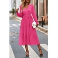 thumbnail image 4 of Vestido Maxi Bohemio Floral PRETTYGARDEN con Cruzado y Escote en V, Largo, Rosa, Talle S, 4 of 7