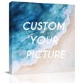 thumbnail image 2 of Blue Beach Coastal Wall Art Painting on Canvas, Summer Ocean Seaside Nautical Canvas Art Home Prints Wall Art Framed Modern Artwork for Living Room Bedroom Wall Decor 16x16in, 2 of 9